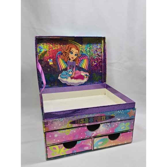 VTG Lisa frank Angel W/ Kitty Chest Organizer Jewelry Box Trinket Box Stash Box - Picture 3 of 16